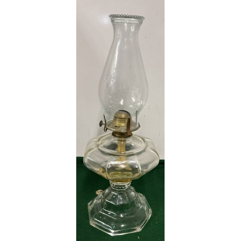 Clear Glass Oil Lamp Hurricane Lamp Farmhouse 18 Inches Tall 6 Inches Wide